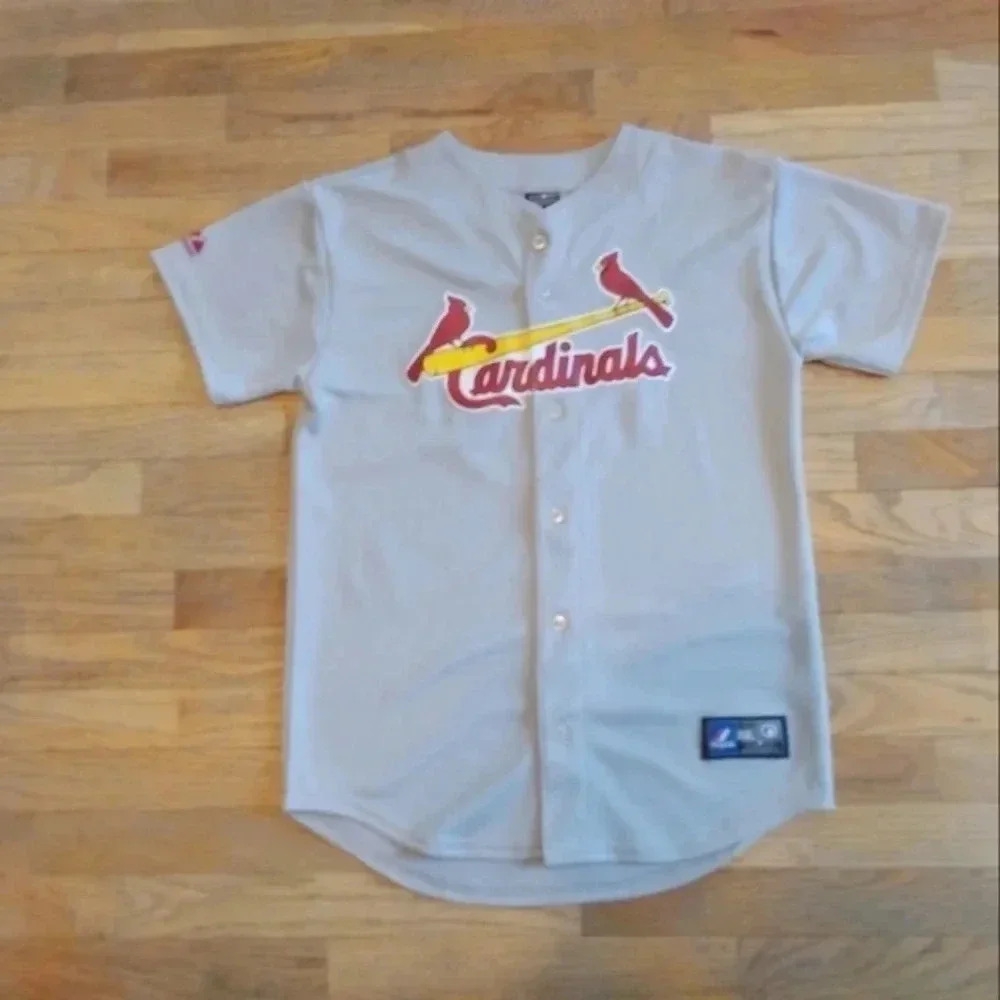 St. Louis Cardinals #16 Wong Gray Short Sleeve Majestic Jersey Youth Size XL